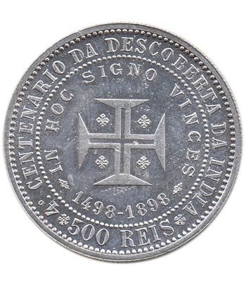Moneda 500 Reis Portugal 1898 Descubrimiento de la India. Plata  - 2