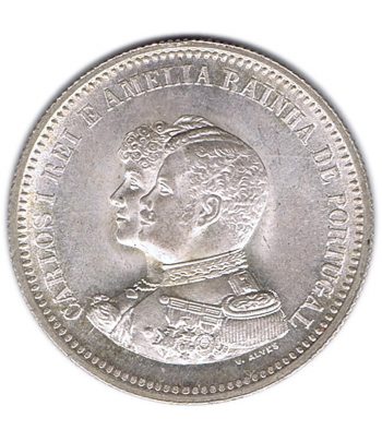 Moneda 200 Reis Portugal 1898 Descubrimiento de la India. Plata  - 1
