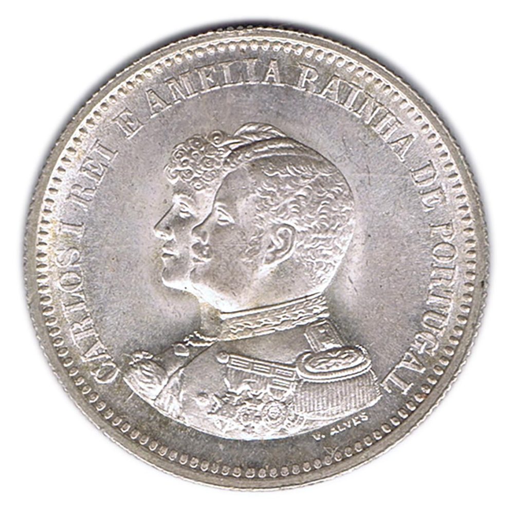 Moneda 200 Reis Portugal 1898 Descubrimiento de la India. Plata  - 1