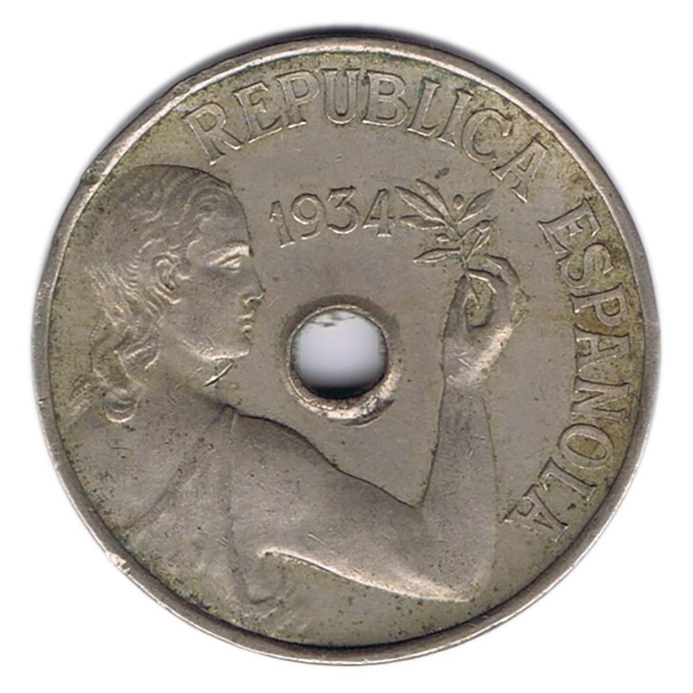 Moneda República Española 25 céntimos 1934 . MBC.  - 1