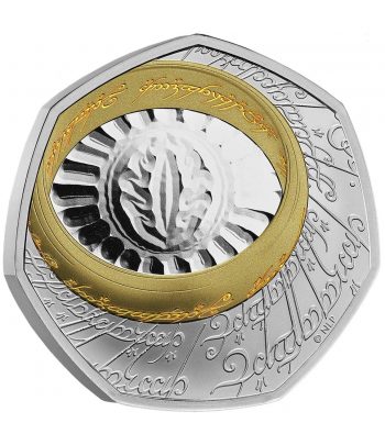Moneda 50 Pounds Inglaterra 2026 El Señor de los Anillos. Plata Proof.  - 2