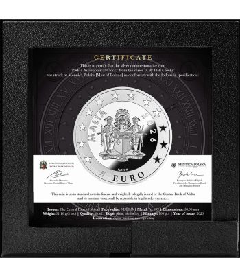 Moneda de plata 5 Euro Malta 2026 Reloj de Padua.  - 4
