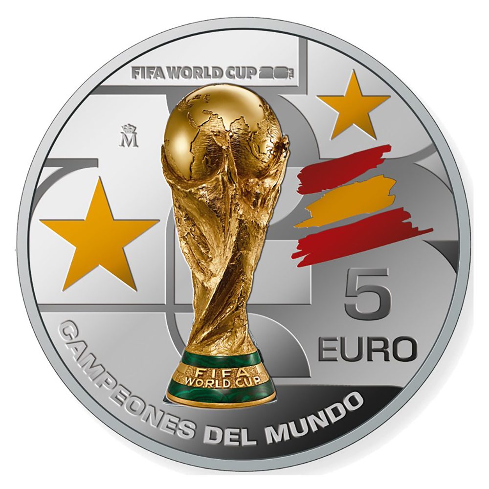 Moneda de España 5 euros 2026 Campeones Copa Mundial de la Fifa. Plata  - 1