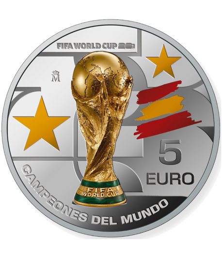 Moneda de España 5 euros 2026 Campeones Copa Mundial de la Fifa. Plata  - 1