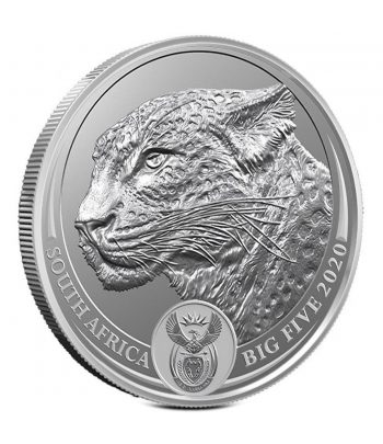 Moneda de plata 5 Rand Sudafrica 2020 Leopardo.  - 1
