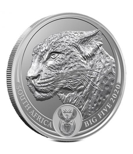 Moneda de plata 5 Rand Sudafrica 2020 Leopardo.  - 1