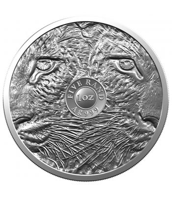 Moneda de plata 5 Rand Sudafrica 2020 Leopardo.  - 2