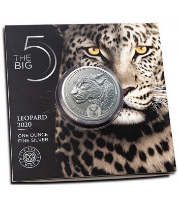 Moneda de plata 5 Rand Sudafrica 2020 Leopardo.  - 3