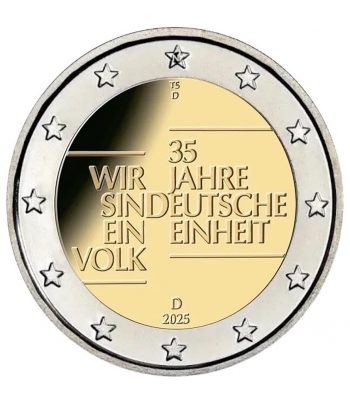moneda 2 euros Alemania 2025 Unidad Alemana.  - 1
