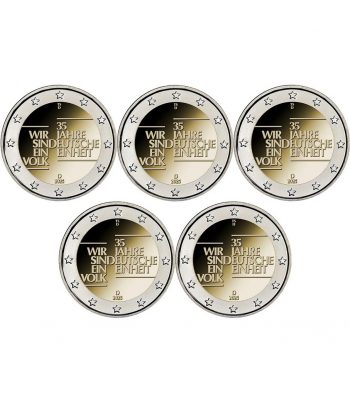 moneda 2 euros Alemania 2025 Unidad Alemana. 5 cecas  - 1
