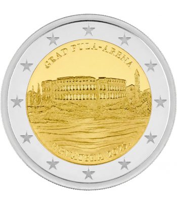 moneda 2 euros Croacia 2025 Anfiteatro de Pula.  - 1