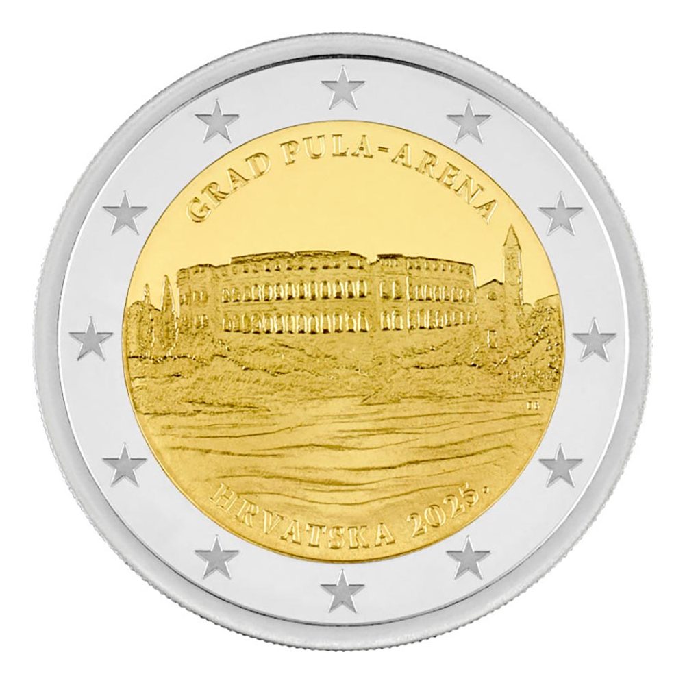 moneda 2 euros Croacia 2025 Anfiteatro de Pula.  - 1