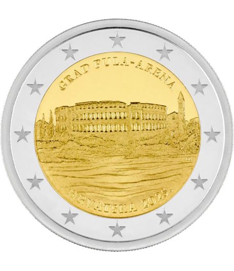 moneda 2 euros Croacia 2025 Anfiteatro de Pula.  - 1