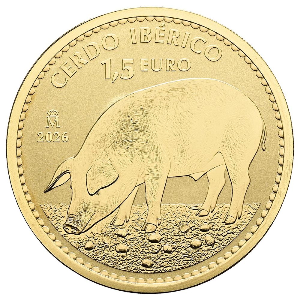 Moneda de España 1.5€ Cerdo Ibérico onza de oro 2026.  - 1