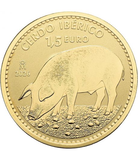 Moneda de España 1.5€ Cerdo Ibérico onza de oro 2026.  - 1