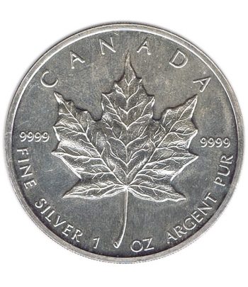 Moneda onza de plata 5$ Canadá Maple 1988.  - 2