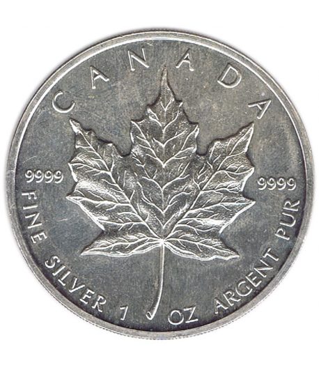 Moneda onza de plata 5$ Canadá Maple 1988.  - 2