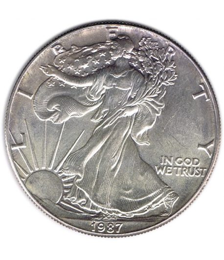 Moneda de plata Estados Unidos 1 Dollar Liberty 1987.  - 1