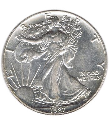 Moneda de plata Estados Unidos 1 Dollar Liberty 1987.  - 1
