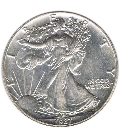 Moneda de plata Estados Unidos 1 Dollar Liberty 1987.  - 1