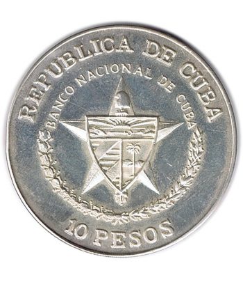 Moneda 10 pesos Cuba 1987 Triunfo de la Revolución. Onza Plata  - 2