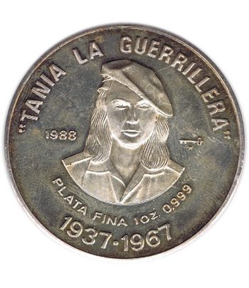 Moneda 10 pesos Cuba 1988 Tania La Guerrillera. Onza Plata.  - 1