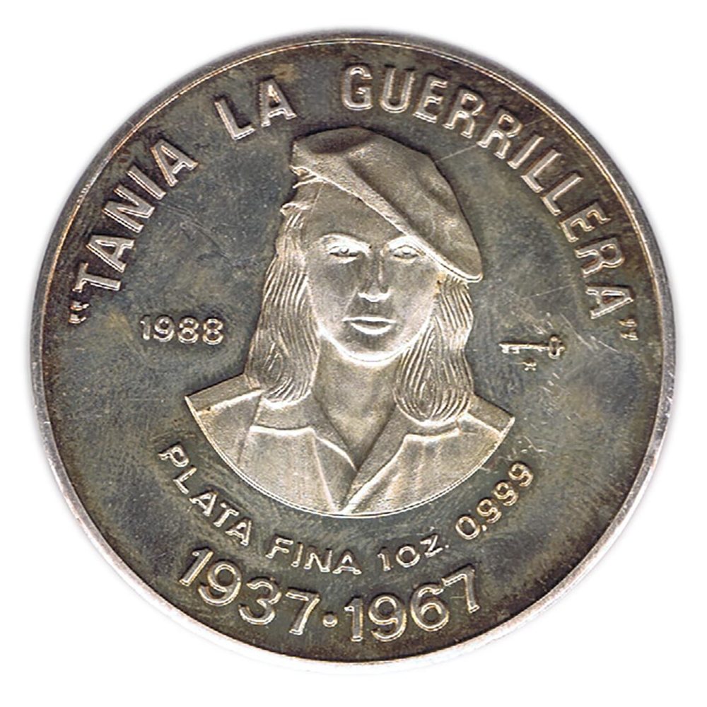 Moneda 10 pesos Cuba 1988 Tania La Guerrillera. Onza Plata.  - 1