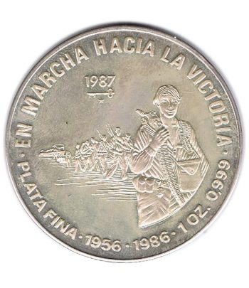 Moneda 10 pesos Cuba 1987 Marcha hacia la Victoria. Onza Plata  - 1