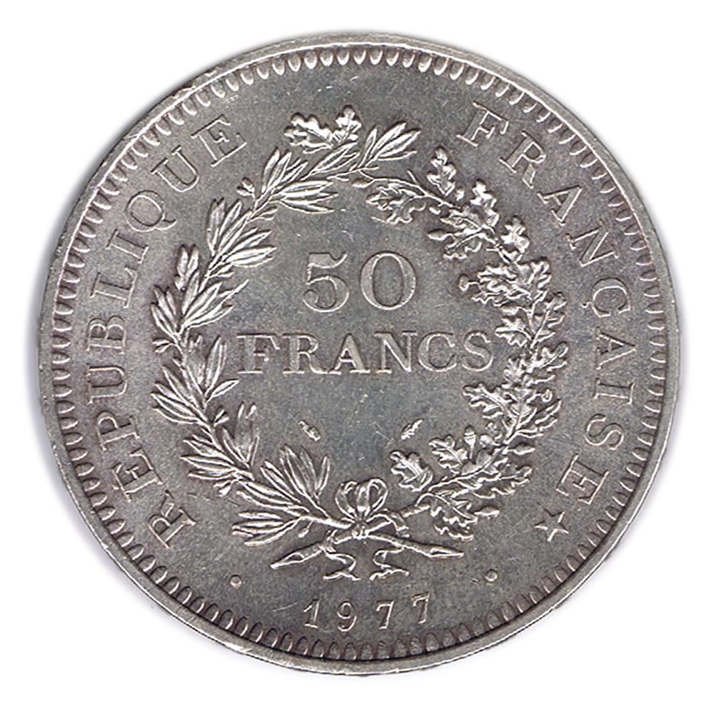 Moneda de plata Francia 50 francs 1977.  - 1