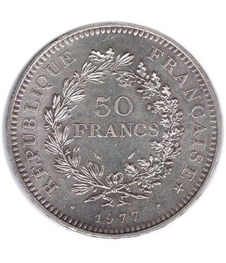 Moneda de plata Francia 50 francs 1977.  - 1