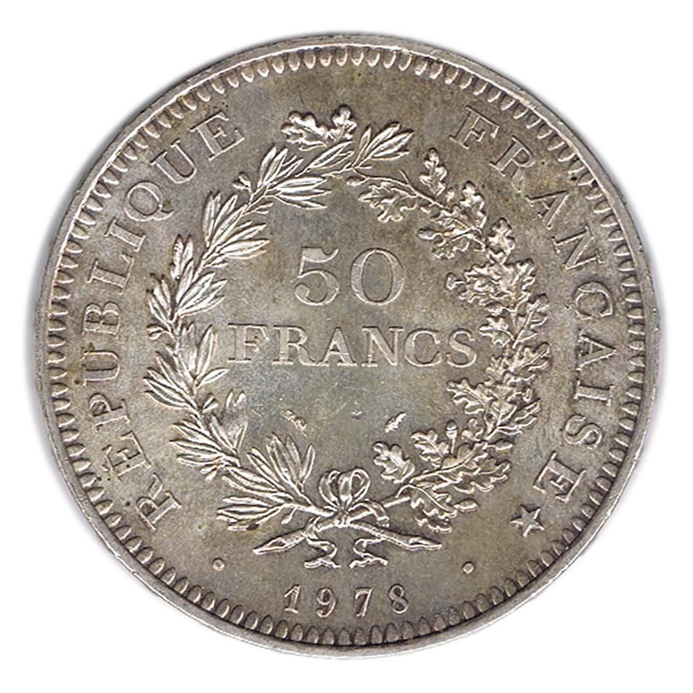 Moneda de plata Francia 50 francs 1978.  - 1