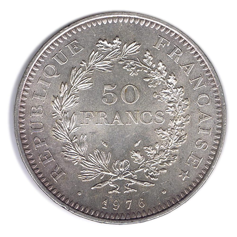 Moneda de plata Francia 50 francs 1976.  - 2