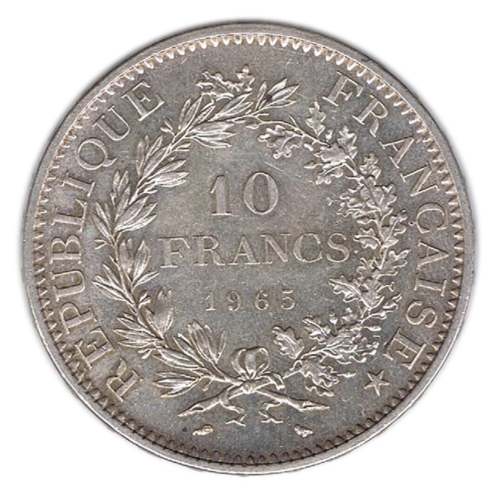 Moneda de plata Francia 10 francs 1965.  - 1