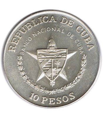 Moneda 10 pesos Cuba 1988 Asalto cuartel Moncada. Onza Plata  - 2