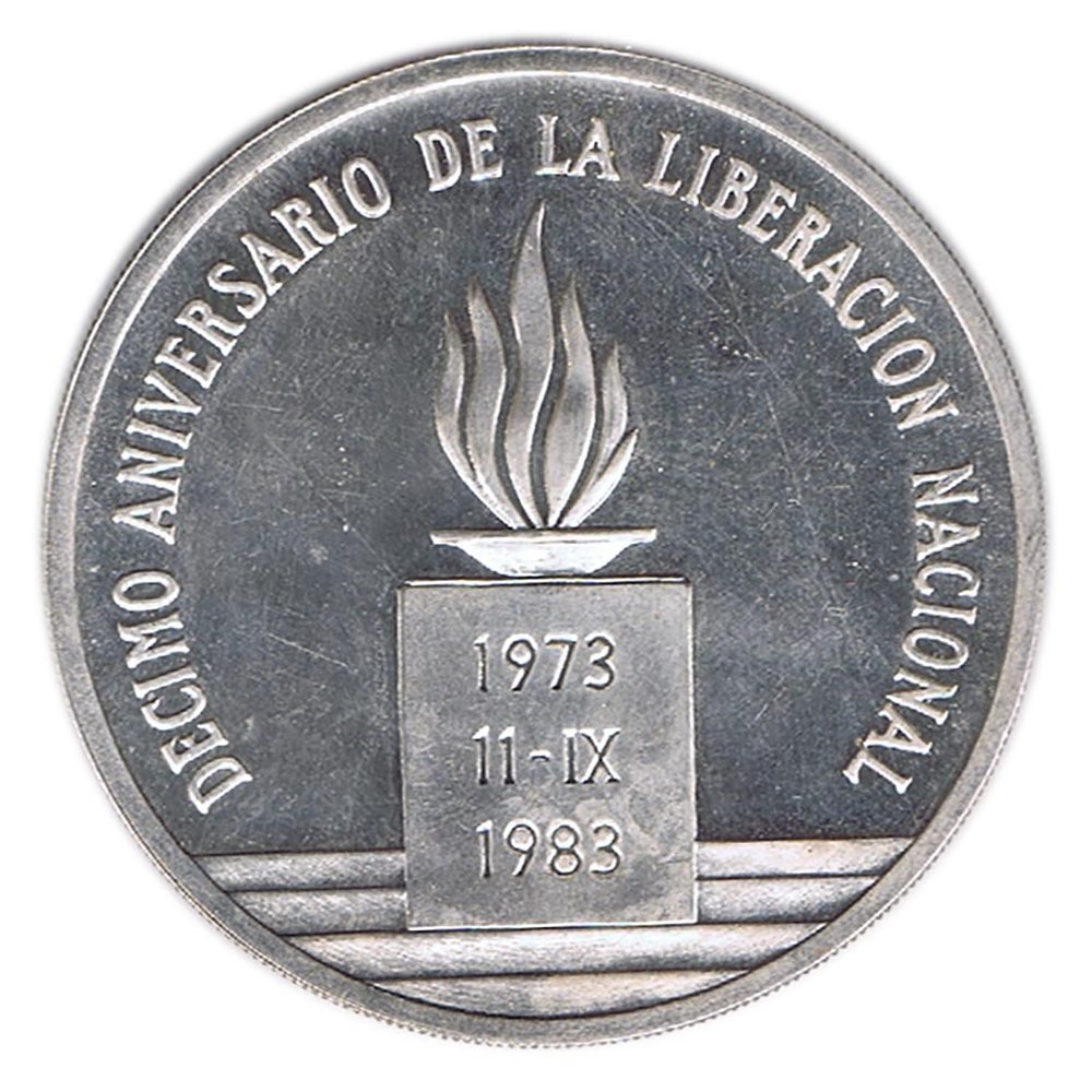 Onza de plata Chile 1983 10º Aniversario Liberación Nacional.  - 1