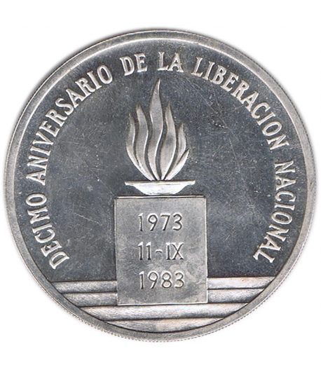 Onza de plata Chile 1983 10º Aniversario Liberación Nacional.  - 1