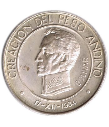 Medalla de plata Peru 1984 Simón Bolivar. Banco Minero.  - 1