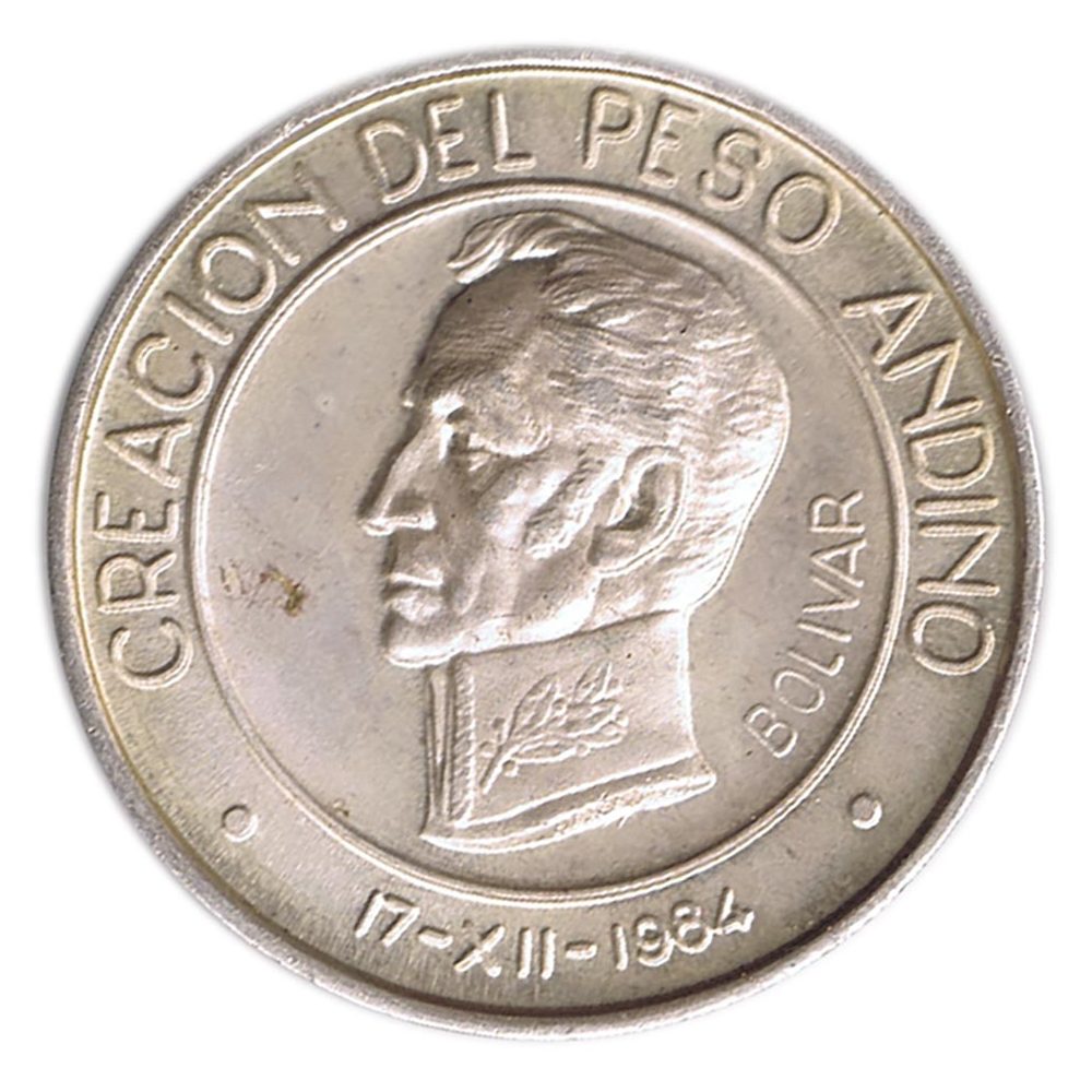 Medalla de plata Peru 1984 Simón Bolivar. Banco Minero.  - 1