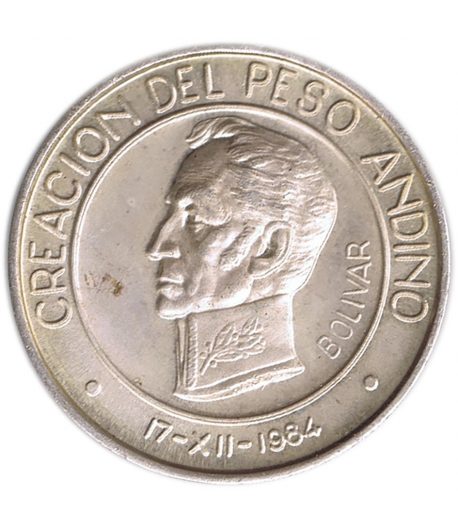 Medalla de plata Peru 1984 Simón Bolivar. Banco Minero.  - 1