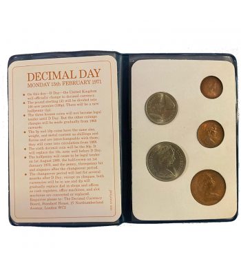 Estuche de monedas Inglaterra 5 Primeras Monedas Decimales.  - 1
