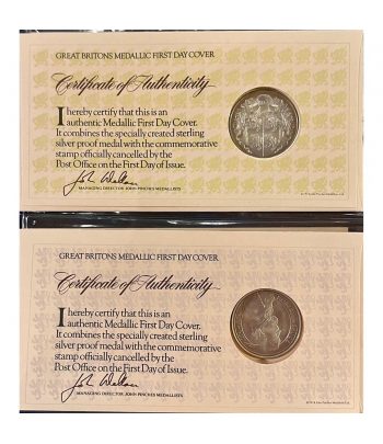Sobres Medallísticos Grandes Británicos. 4 onzas de plata 1974  - 5