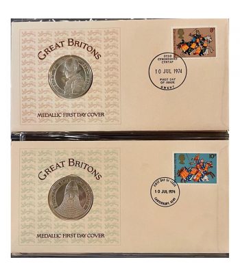 Sobres Medallísticos Grandes Británicos. 4 onzas de plata 1974  - 7