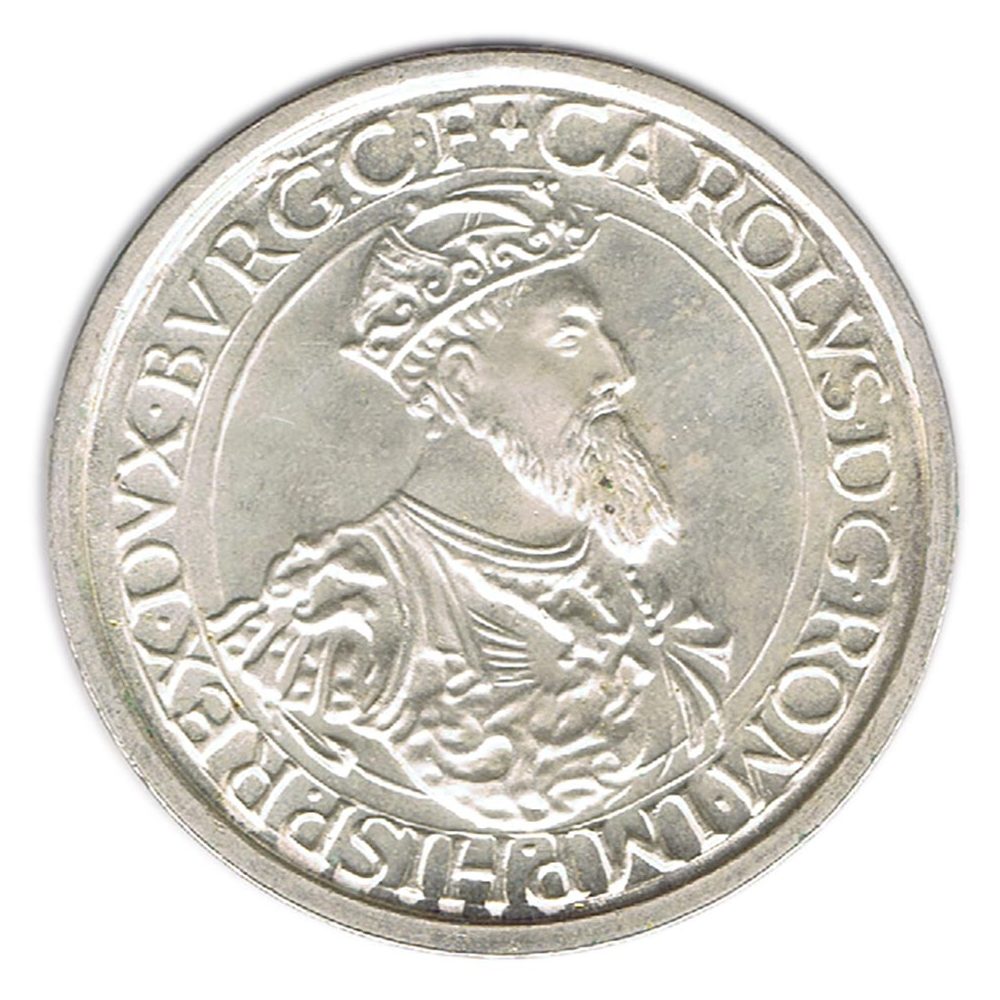 Moneda 5 Ecu Belgica 1987 Carlos V. Plata  - 1