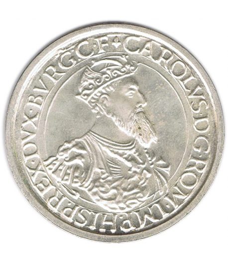 Moneda 5 Ecu Belgica 1987 Carlos V. Plata  - 1