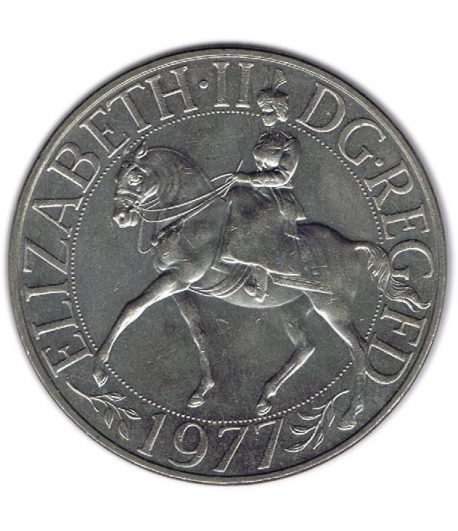 Moneda de Inglaterra 1977 Jubileo Isabel II. Niquel  - 1