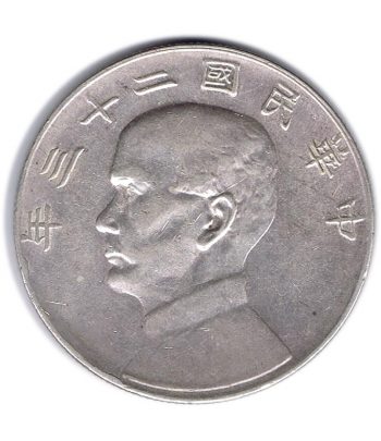 Moneda 1 yuan China 23/1934 Junk Dollar. Reacuñación 1949. Plata  - 1