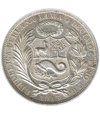 Moneda de 1 Sol Perú 1915. Plata.  - 2