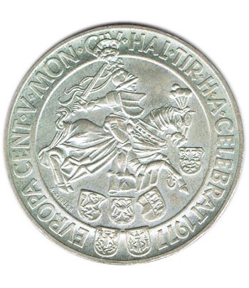 Moneda 100 schilling Austria 1977 Casa de la Moneda de Hall. Plata  - 2