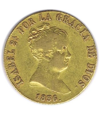 Moneda de España 80 Reales 1836 Isabel II Sevilla. Oro  - 1