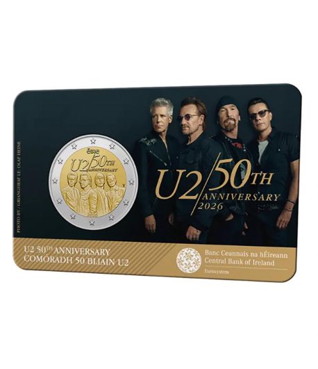 moneda 2 euros Irlanda 2026 50 Años banda Rock U2. Música  - 1